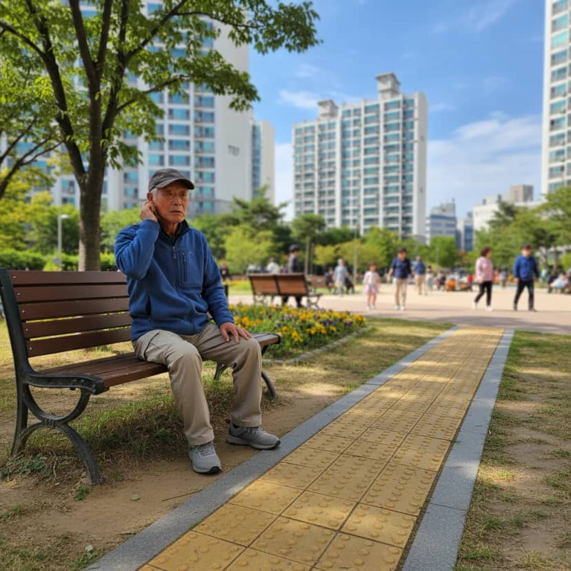 귀 건강에 대한 염려로 귀를 만지는 어르신의 모습입니다. 급성중이염 초기 증상은 일상 속 작은 변화에서 시작될 수 있으니, 섬세한 관찰이 중요합니다.
