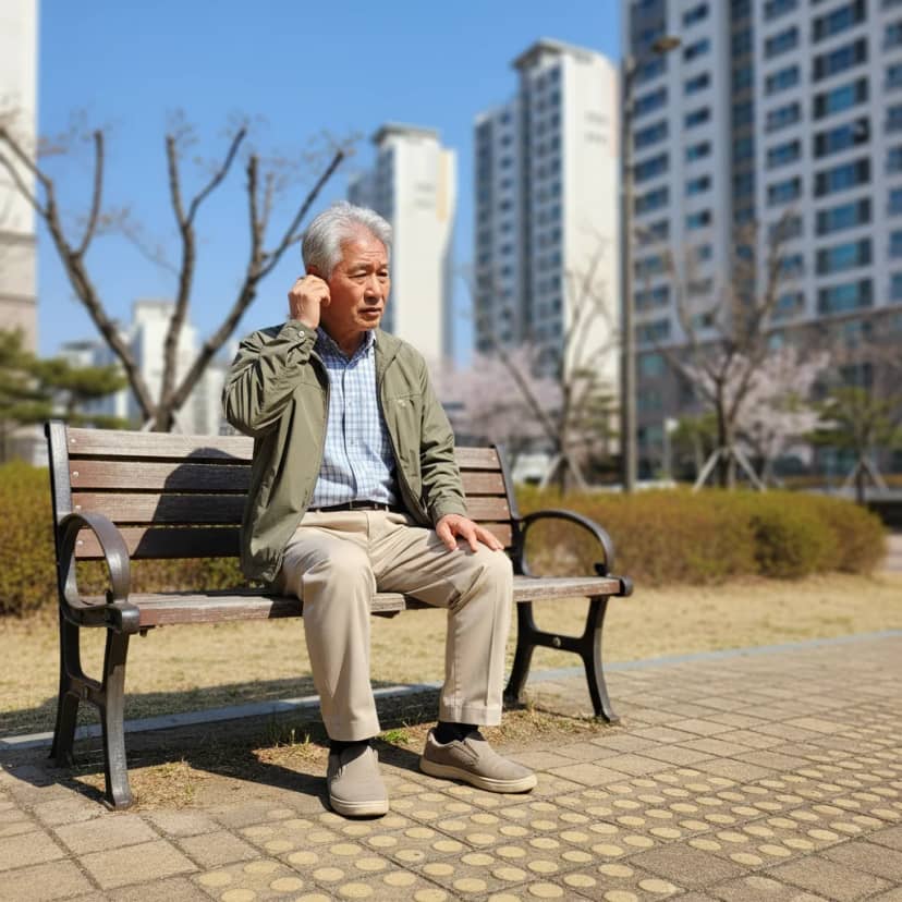 귀에 불편함을 느끼는 어르신의 모습입니다. 이처럼 귀에 이상이 느껴진다면, 증상을 정확히 인지하고 초기에 올바른 관리를 시작하는 것이 중요합니다.