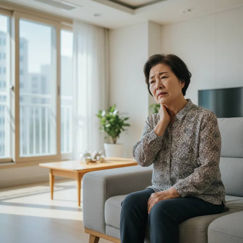 목 주변의 불편함이나 변화는 갑상선 기능 저하증의 신호일 수 있습니다. 내 몸의 작은 목소리에 귀 기울여 보세요.