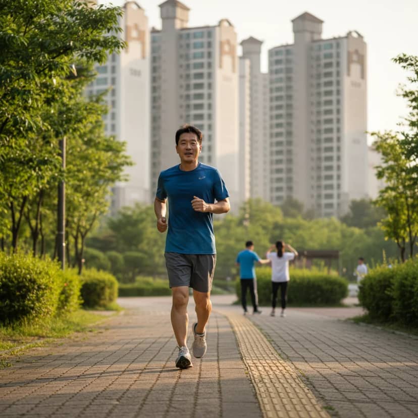 아침 햇살을 받으며 활기차게 조깅하는 모습입니다. 꾸준한 운동과 더불어 알티지 오메가3를 챙긴다면 심혈관 건강 유지에 더욱 도움을 줄 수 있습니다.